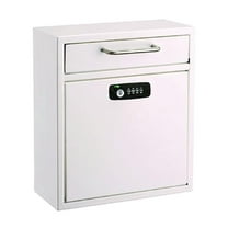 AdirOffice ALHI63105WHIKC Medium Secure Drop Box Wall Mounted Locking Mail Box with Key & Combination Lock, 10.51 x 4.72 x 12 in., White