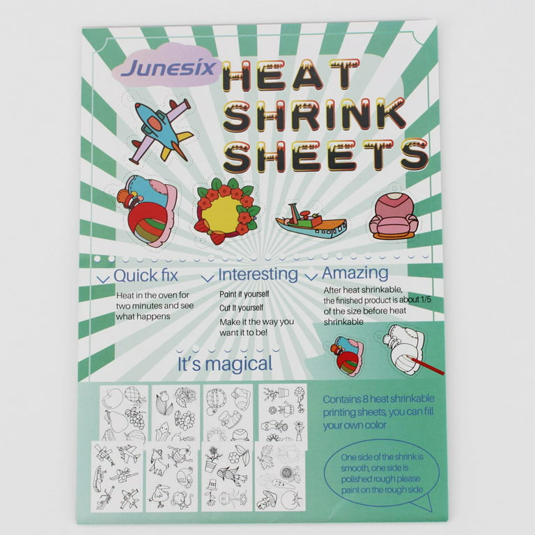 8 Pieces Shrink Plastic Sheets with Pattern Heat Shrink Paper
