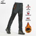 thumbnail image 2 of LNGXO pantalones de senderismo gruesos y cálidos de lana para hombre, impermeables, a prueba de viento, para exteriores, pantalones de lluvia de concha suave, pantalones de esquí para acampar y sender, 2 of 5