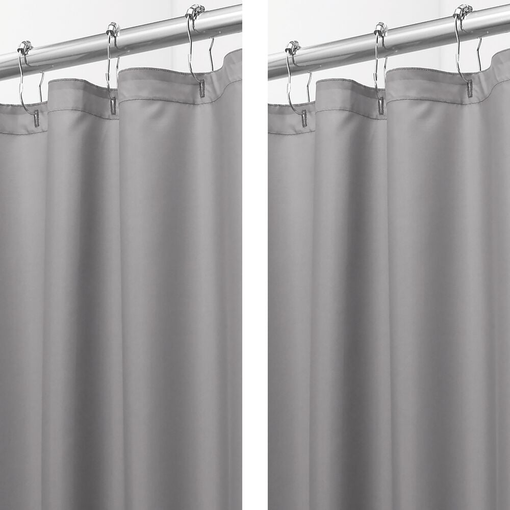 mDesign LONG Microfiber Embossed Fabric Shower Curtain Light Gray 72" x 84" 