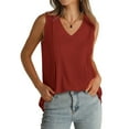 thumbnail image 5 of Mittory Summer Womens Tank Tops Loose Fit Pleated V Neck Sleeveless Tops Casual Basic T Shirts Solid Tees, 5 of 7