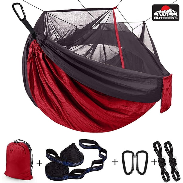 Hamaca Doble Swiss Outdoors con Mosquitero Rojo Unitalla