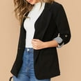 thumbnail image 3 of Mnyycxen Women's Casual Business Blazer 3/4 Sleeve Button Solid Open Front Jackets Work Office Blazers Tops with Pockets, 3 of 7