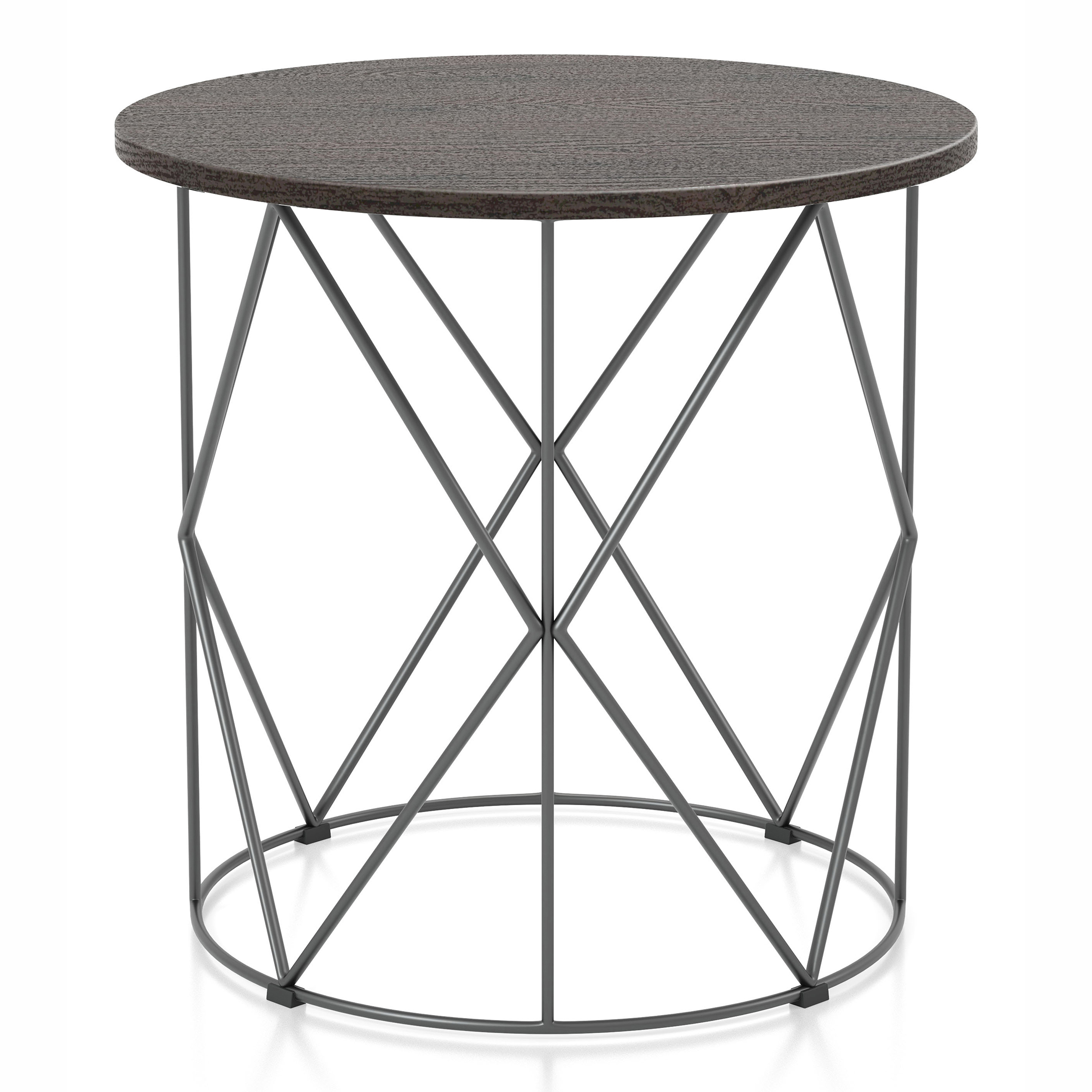 Furniture of America Herlan End Table with Metal Frame, Walnut