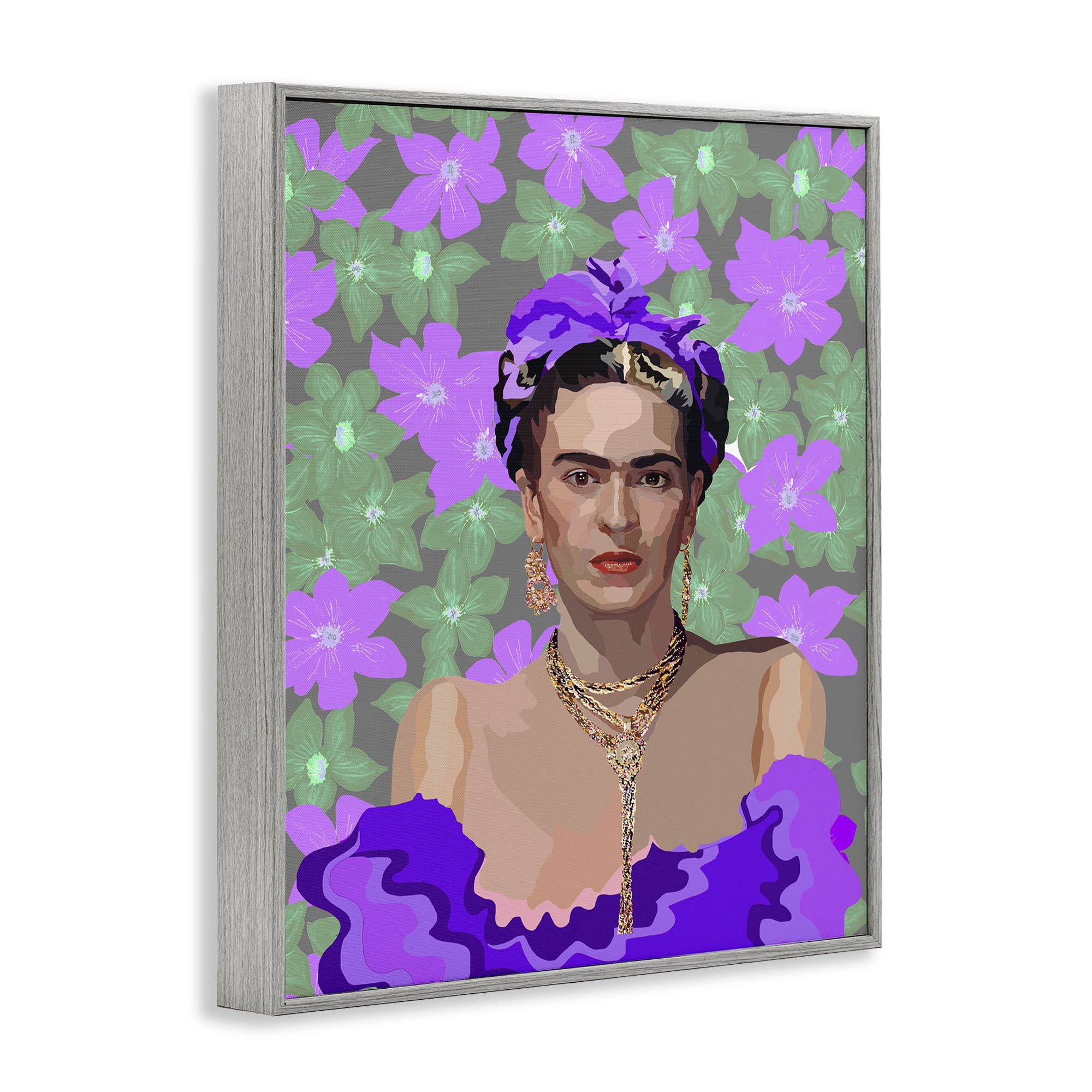 Floral Reverie Frida Gray Framed Giclee Art, design by Lynnda Rakos