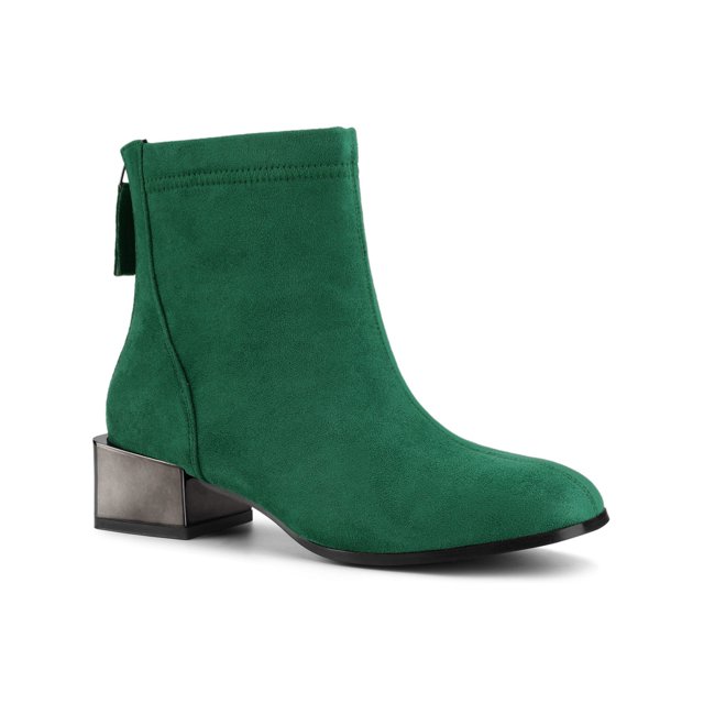 Allegra K Bottines à Talons Épais à Bout Carré pour Femmes