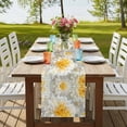 thumbnail image 4 of Yellow White Floral 60 Inch Table Runner, Spring Botanical Watercolor Flowers Farmhouse Dresser Scarf Cotton & Linen Tablerunner for Dining/Kitchen Island/Holiday Party Décor 13" x 60", 4 of 9