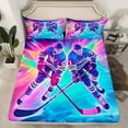 thumbnail image 2 of Manfei Ice Hockey Twin Sheet Sets for Kids, American Sports Twin Fitted Sheet, Cartoon Sport Theme Flat Sheet, Lightweight Room Decor, 3-Piece, 2 of 7
