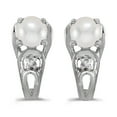thumbnail image 1 of 10k White Gold Freshwater Cultured Pearl And Diamond Earrings, 1 of 2