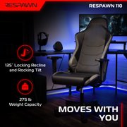 RESPAWN 110 Ergonomic Gaming Chair - Reclining Office Video Game Swivel Chair with Lumbar Support, Headrest, Heavy Duty, High Back, Racing Style Gaming Recliner Seat for Computer Gamer - Gray
