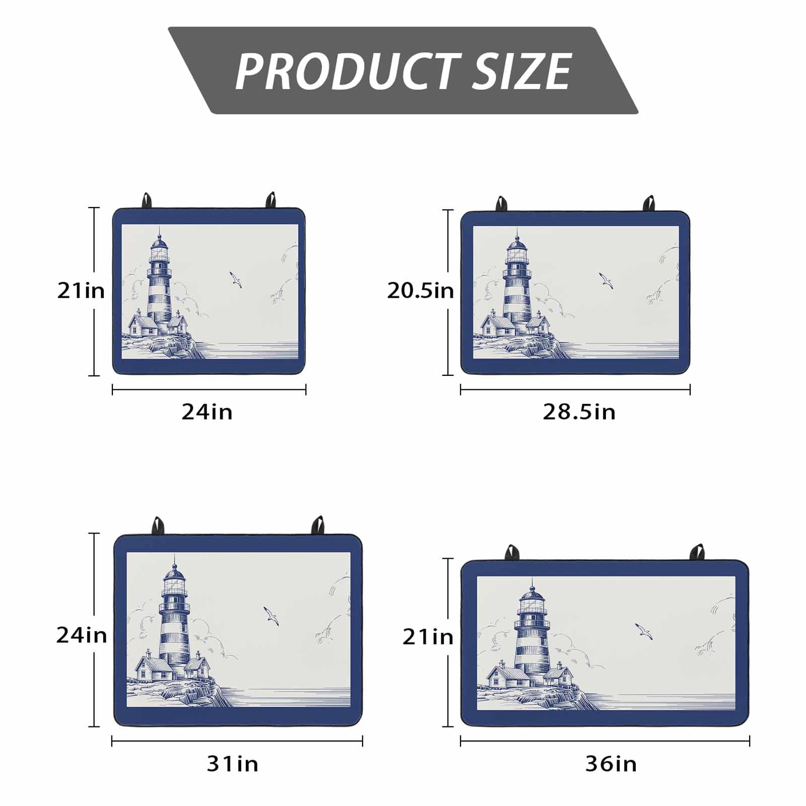 Lighthouse Stove Top Cover for Electric Stove, Heat-proof & Non Slip Glass Top Stove Cover Protector, Ocean Seagull Vintage Navy Blue Coastal Boat Kitchen Flat Cooktop Rubber Mat 36x21 Inches