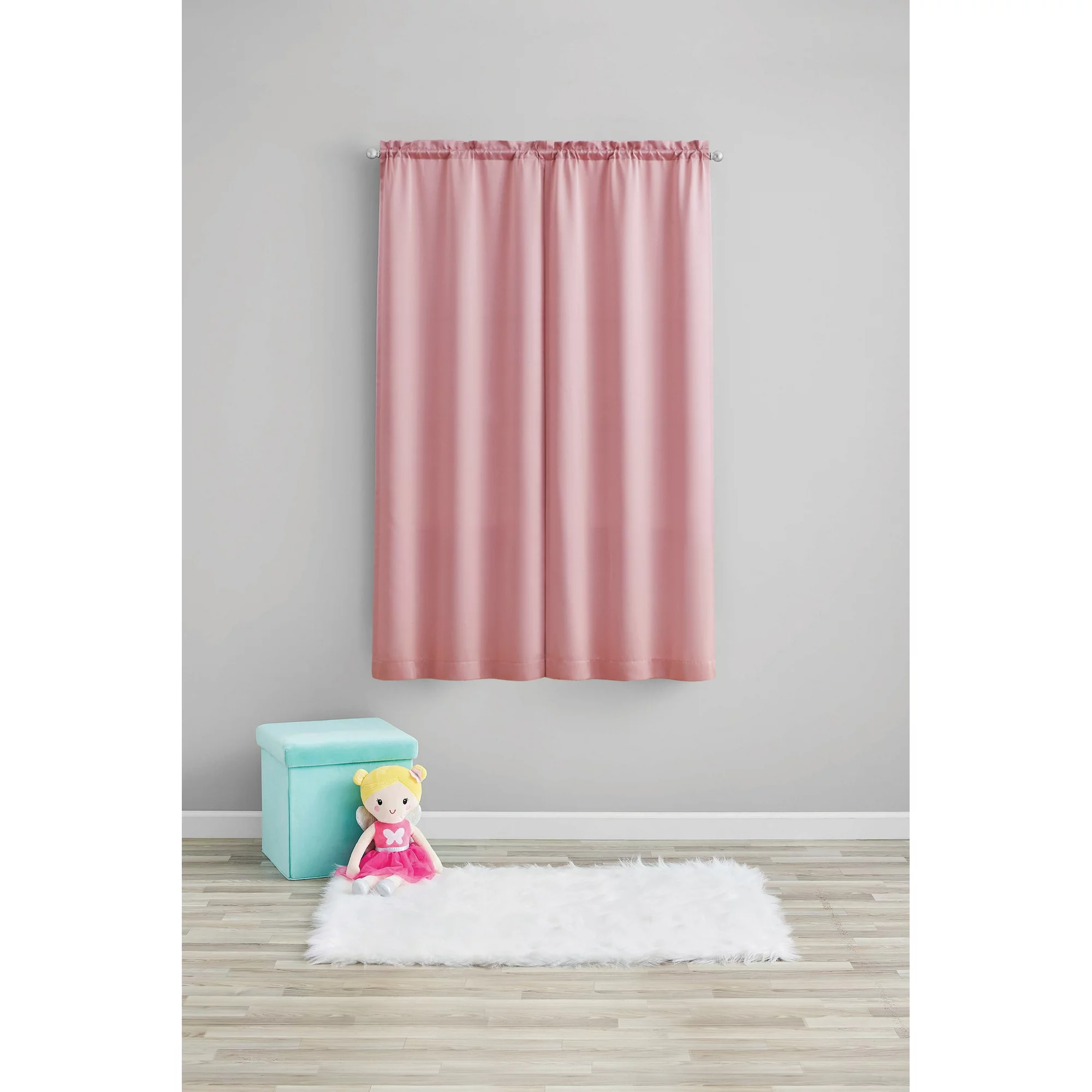 (2 pack) Your Zone Solid Blackout Rod Pocket Curtain Panel Pair, Set of 2, Pink, 30" W x 63" L