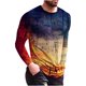 thumbnail image 1 of ICHUANYI Clearance Men's Long Sleeve Round Neck Print Color Fashion Casual T-Shirt Long Sleeve Top(Orange, L) Ichuanyi Ichuanyi, 1 of 7