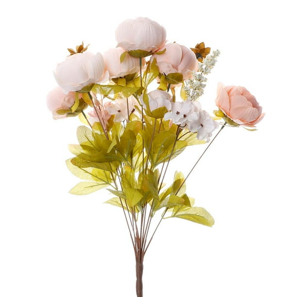 Chinatera Artificial Silk Flowers 13 Heads Peony Simulation Fake Flower Light Pink Walmart Com Walmart Com