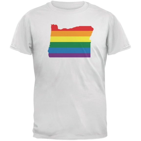 Oregon LGBT Gay Pride Rainbow White Adult T-Shirt - X-Large