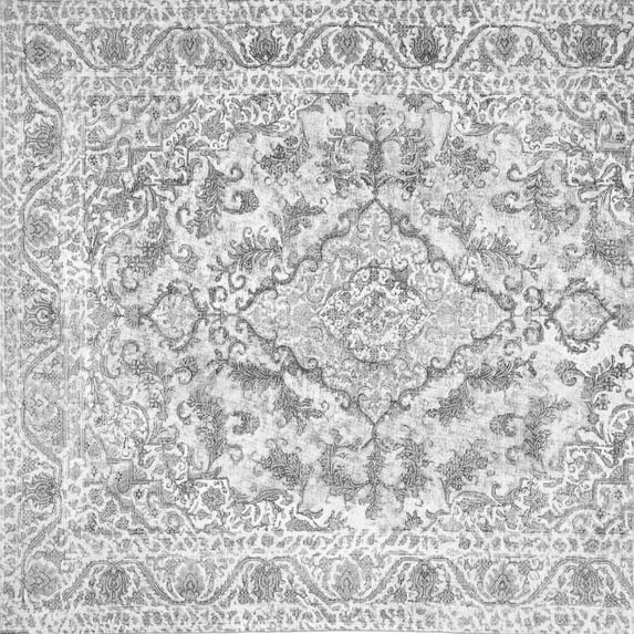 Ahgly Company Indoor Square Persian Gray Traditional Area Rugs, 8' Square