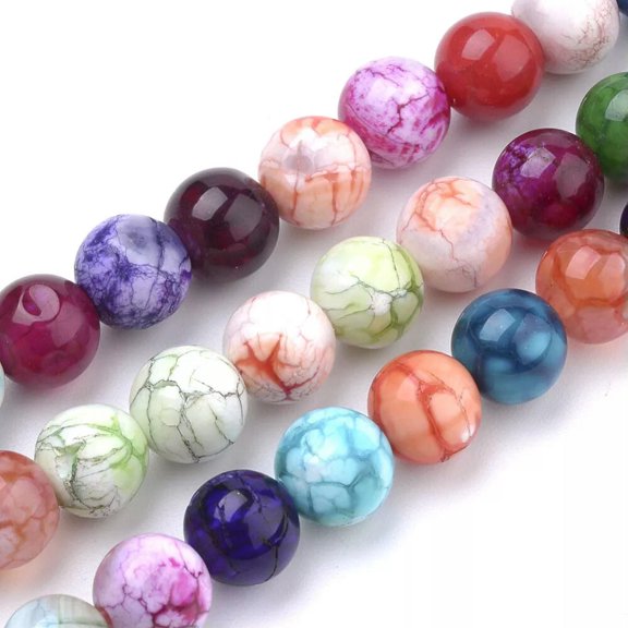 U8MO 5 Strd 8mm Round Natural Weathered Agate Beads Smooth Stone Loose Spacer Beads