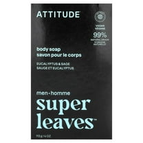 ATTITUDE Super Leaves™, Body Bar Soap, For Men, Eucalyptus & Sage, 4 oz (113 g)