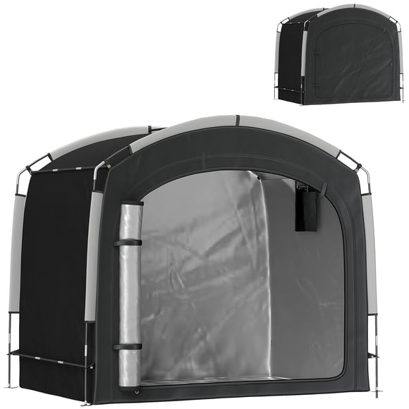 Outsunny Abri de Rangement pour Vélo avec Sac de Transport pour 3-4 Vélos, Noir