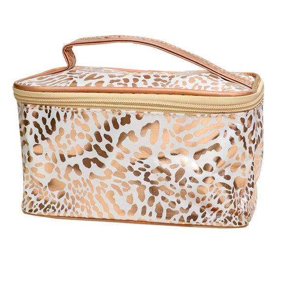 UPOUART Bolsa Cuadrada Para Maquillaje Con Cremallera Y Leopardo Para Artículos De