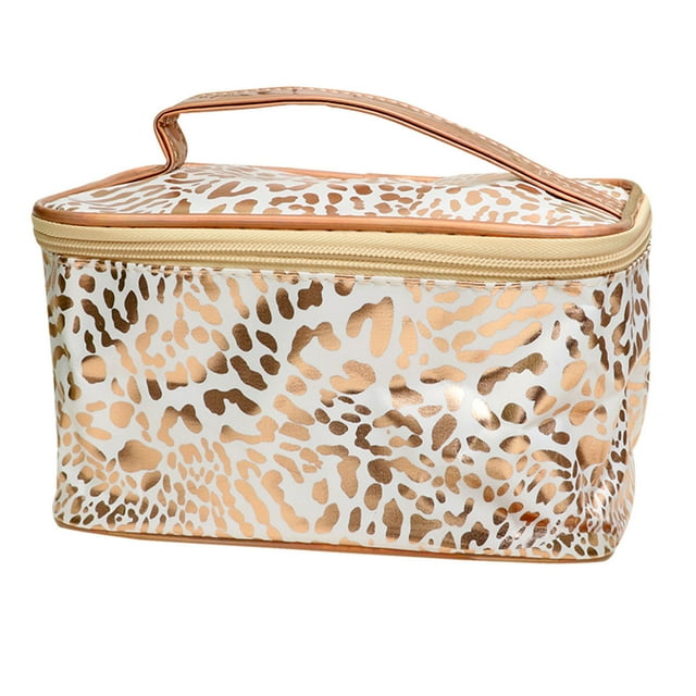 UPOUART Bolsa Cuadrada Para Maquillaje Con Cremallera Y Leopardo Para Artículos De