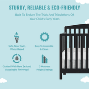 Dream On Me Odelle 5 in 1 Convertible Crib, Matt Black