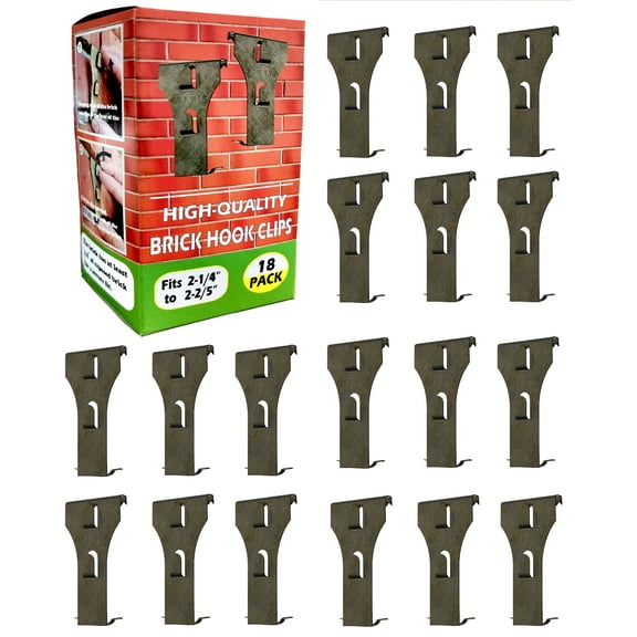 Brick Hook Clips (18 Pcs) Hang on Outdoor and Indoor - 2.83" x 1.5" , Fits 2-1/4 to 2-2/5in Brick