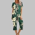thumbnail image 2 of Atogsazn Women's Sleepwear Capri Pajama Sets Short Sleeve Two Piece Pjs Crew Neck Tops & Capri Pants with Pockets Green S, 2 of 7