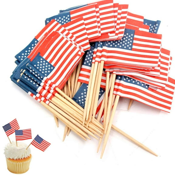 100 American Flag Toothpicks Party Cupcake Decoration Sandwich Mini Food Picks