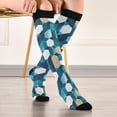 thumbnail image 5 of FORMRS Womens Knee High Socks Casual Long Thick Travel Daily Wear, 1 Pair, Blue White Geometric Patterns, 5 of 6
