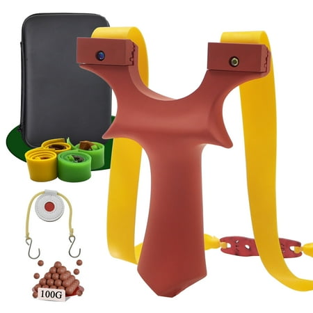 Clianle Slingshot with Target Clay Ball and Replacement Strap Used for Outdoor Hunting and Powerful Target Shooting Catapults