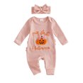 thumbnail image 4 of Mnyotv Halloween Embroidery Jumpsuit with Headbands Fall Winter Clothes Infants Baby Girls Outfits Size 6-12Months, 4 of 5