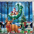 thumbnail image 1 of Whimsical Christmas Shower Curtain with Santa, Reindeer & Presents, 1 of 5