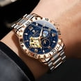 thumbnail image 4 of Reloj Mecánico para Hombre con Cielo Estrellado, Correa de Acero Bicolor Impermeable de 30 M con Fases Lunares Luminosas, 4 of 6