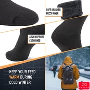 NevEND Mens Merino Wool Cotton Crew Socks Thermal and Warm Socks for Winter Work Hiking Running 3 Pairs (Size 7-13)