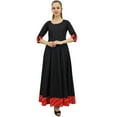 thumbnail image 1 of Bimba Black Anarkali Kurti Long Flared Cotton Kurta Indian Ethnic With Scarf-4, 1 of 8