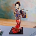 thumbnail image 6 of kowaku 12" Japanese Geisha Asian Geisha Doll Sculpture Ethnic Japanese Geisha Dolls Girl Statue for Office Shelf Tabletop Home Decor Blue and Red, 6 of 9