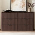 thumbnail image 3 of Hvoonc 54.5" Wide 6 Drawer Bedroom Dresser with Faux Marble Top, Modern Walnut Fluted Chest of Drawers for Storage, 3 of 10