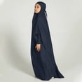 thumbnail image 4 of IBTOM CASTLE Kids Girls Long Sleeve Full Cover Hijab Kaftan Dubai Islamic Prayer Dress Abaya Muslim Hooded Robe Ramadan Clothing 8-9 Years Navy Blue, 4 of 8