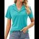 thumbnail image 1 of Camisas de Mujer con Cuello de Solapa, Cuello en V, Blusa de Corta, Blusa Informal Elegante. Azul L, 1 of 9