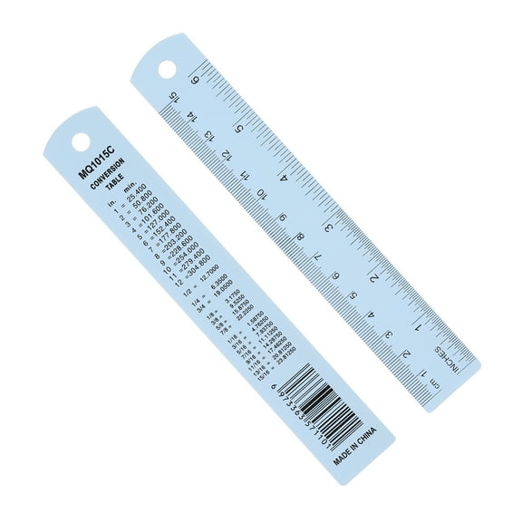 Uxcell 15cm/6" Metal Ruler, 2 Pack Aluminum Alloy Rulers with Centimeters, Millimeters, Inches and Conversion Table Straight Edge Ruler for Writing Machinist Drafting, Blue