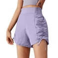 thumbnail image 2 of Yoga Shorts for Women Anti Chafing Ruched High Waist Loose Fit Solid Print Lightweight Gym Shorts for Pilates Wear Light Purple L, 2 of 3