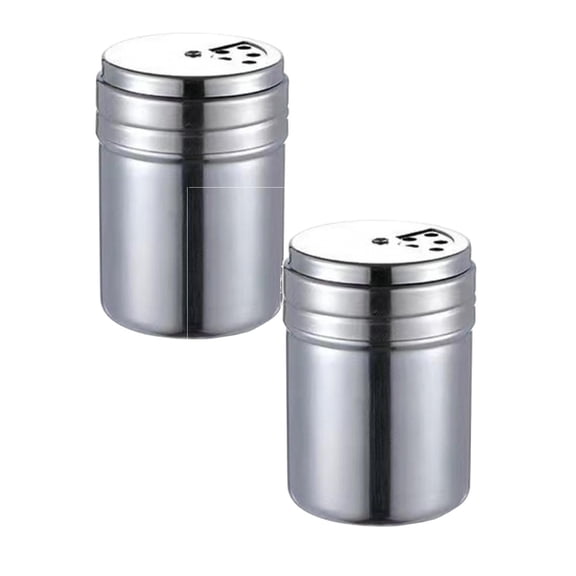 Stainless Steel Salt And Pepper Shakers,Metal Salt Pepper Dredge Shakers,Seasonings Shakers With Holes, Shakers Bottles For Kitchen Salt Pepper Sugar Seasoning Containers,Kitchen Tools,2 PCS B
