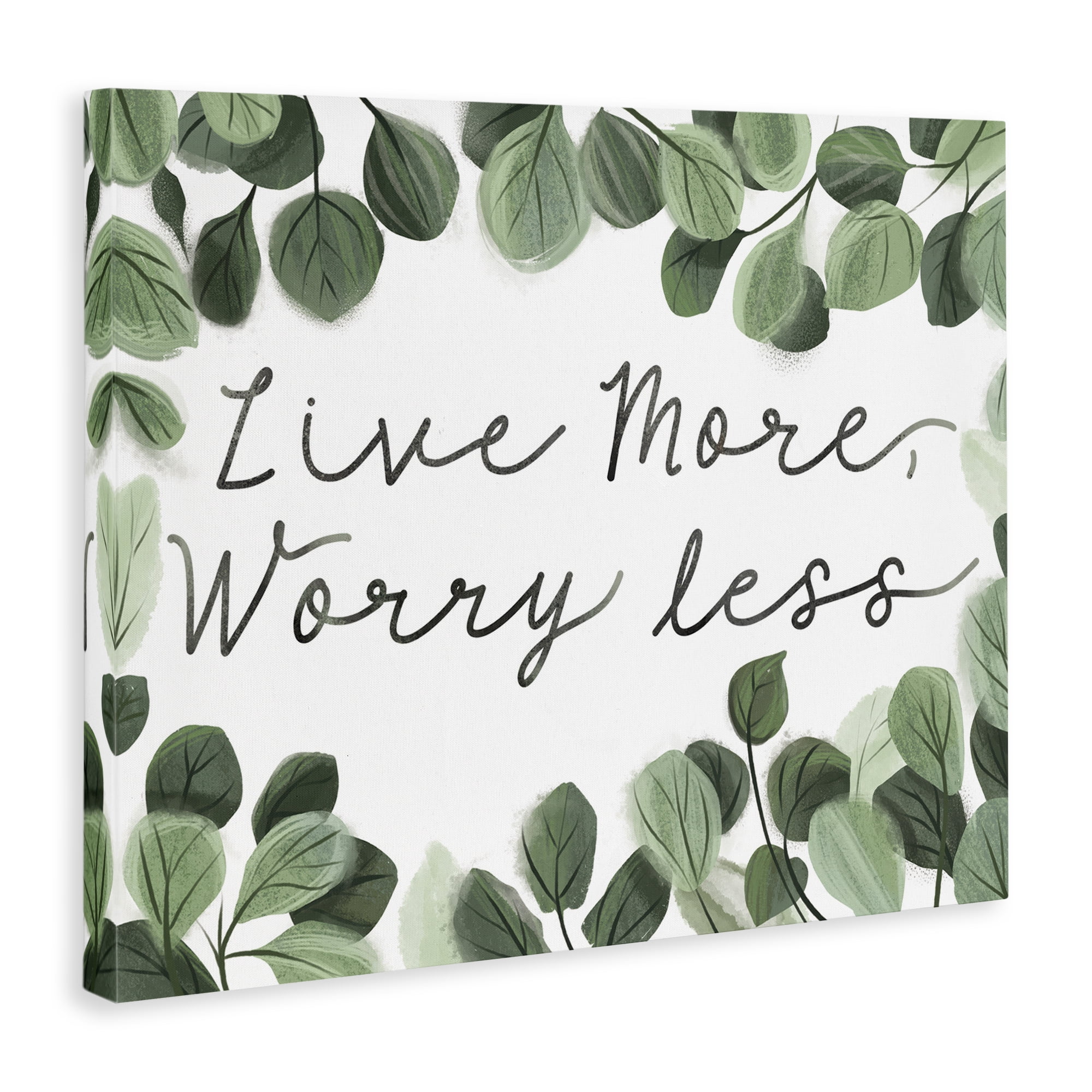 Stupell Industries Love More Worry Less Plants & Flowers Painting Wrapped Canvas Art Print Wall Art, 30 x 24