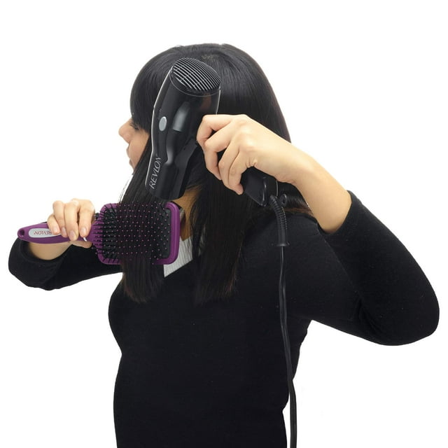 Revlon Straight & Smooth Soft Touch Paddle Hair Brush Set, Black + Berry