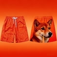 thumbnail image 2 of Zsyiiiiii Men's Funny Dog 3D Graphic Yellow Loose Fit Summer Beach Shorts, 2 of 4