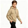 thumbnail image 4 of ITSAME Boys Half Zip Hoodie Pullover Long Sleeve Fleece-Lined Loose Casual Hooded Sweatshirt Size 5T, 4 of 9