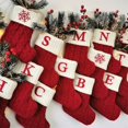 thumbnail image 4 of Calcetines de Navidad con letras del alfabeto, medias de punto de copo de nieve rojo, colgante de árbol de Navidad, decoraciones para el hogar, regalo de Navidad, 4 of 4