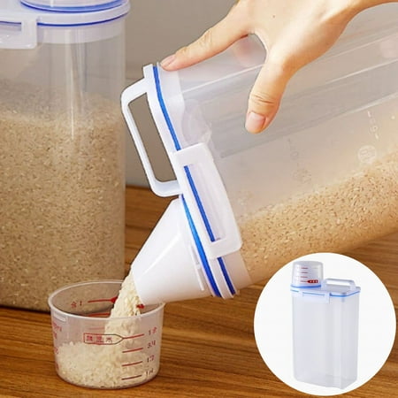 

Storage Transparent Flour Barrel With Scale Convenient Rice Cylinder Household Washing Powder Jar Sealed Rice Food Container Juice Storage Containers for Fridge Food Can Organizer for Pantry Fridge