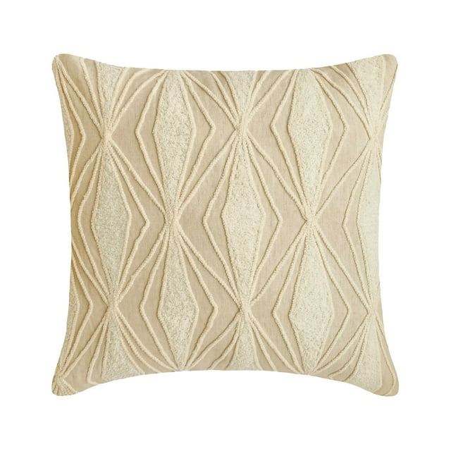 The HomeCentric Pillow Covers, Beige Pack of 2, 16"x16" (40x40 cm) Throw Pillows, Linen Boucle Embroidery Throw Pillows For Couch, Geometric Pattern Contemporary Style Easter - Everly Neutral